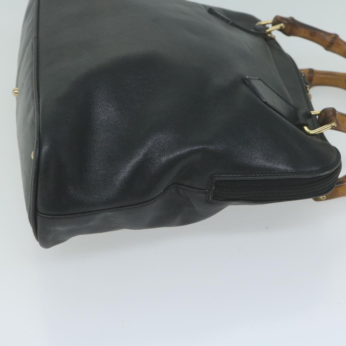 GUCCI Bamboo Hand Bag Leather 2way Black 000 1448  ep3166