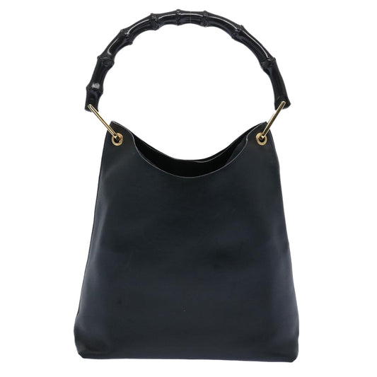 GUCCI Bamboo Shoulder Bag Leather Black 001 2113 1577  ep3182
