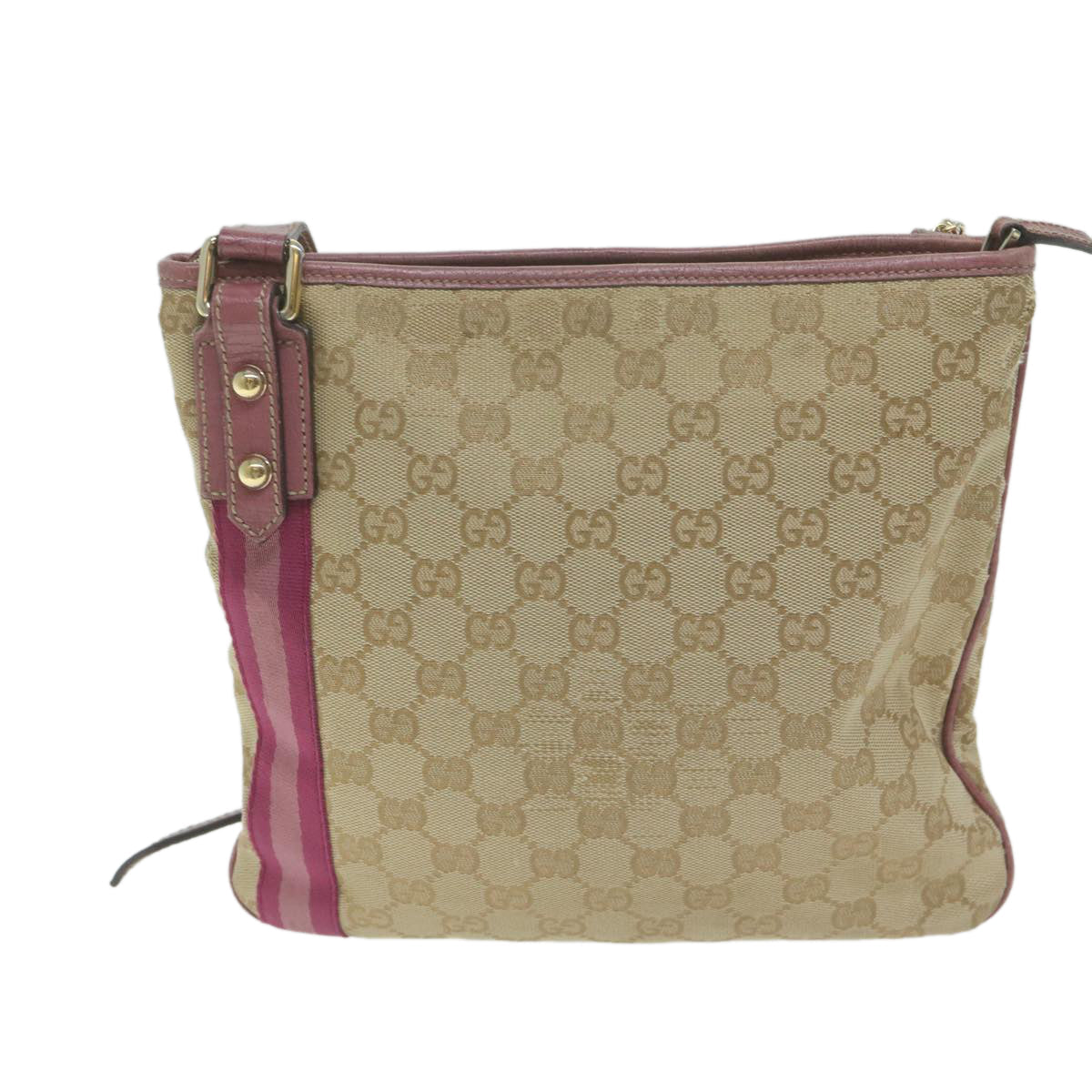 GUCCI GG Canvas Sherry Line Shoulder Bag Beige Pink Purple 144388  ep3192