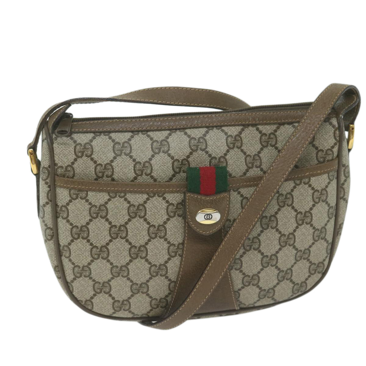 GUCCI GG Supreme Web Sherry Line Shoulder Bag PVC Beige 89 02 032  ep3199