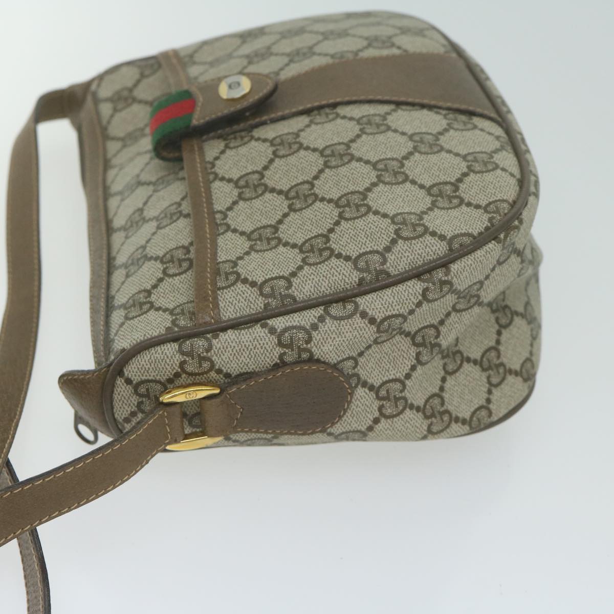 GUCCI GG Supreme Web Sherry Line Shoulder Bag PVC Beige 89 02 032  ep3199