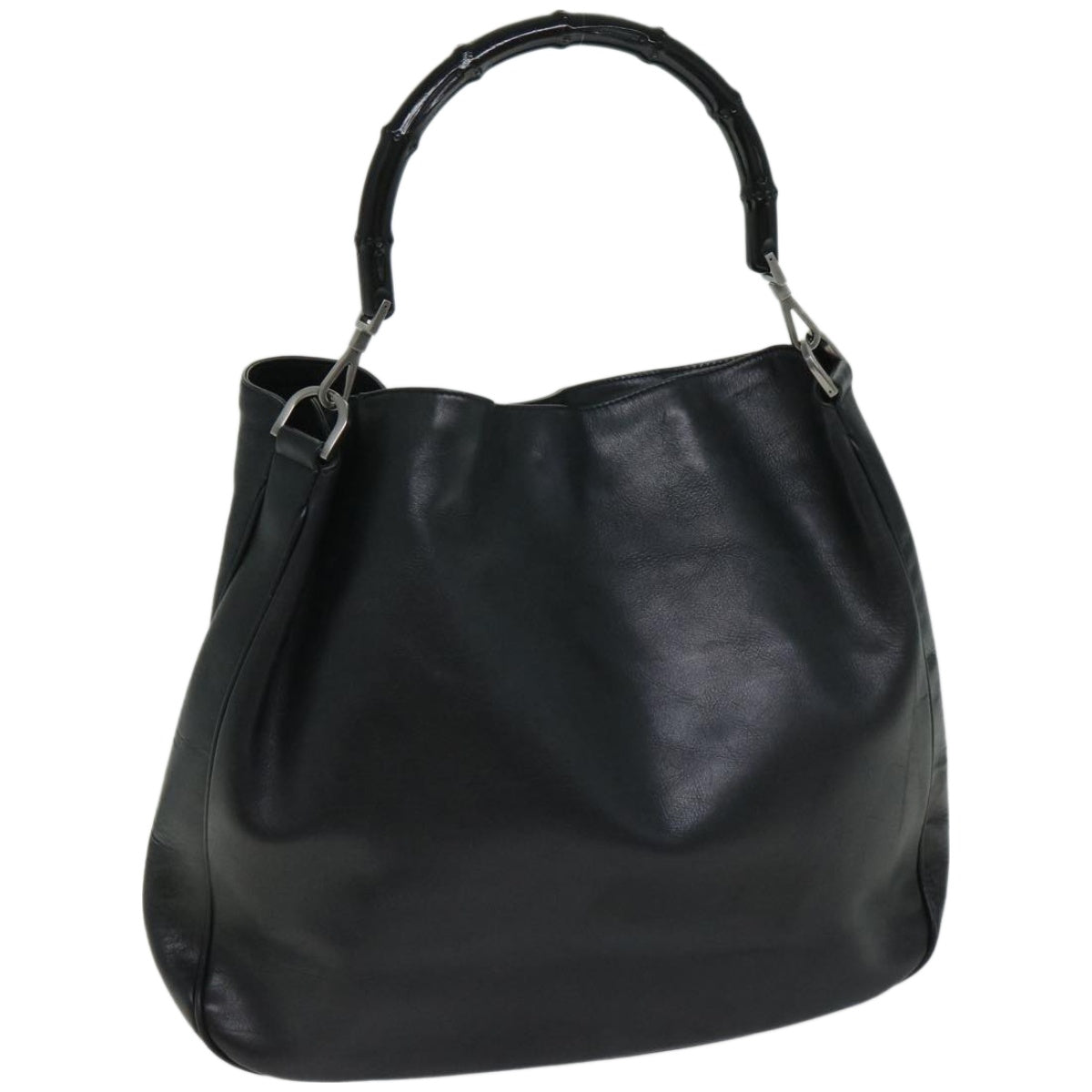 GUCCI Bamboo Hand Bag Leather Black 001 1577 2404  ep3430