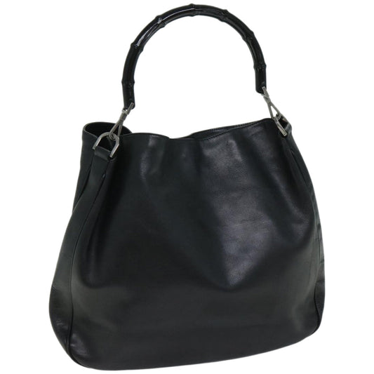 GUCCI Bamboo Hand Bag Leather Black 001 1577 2404  ep3430