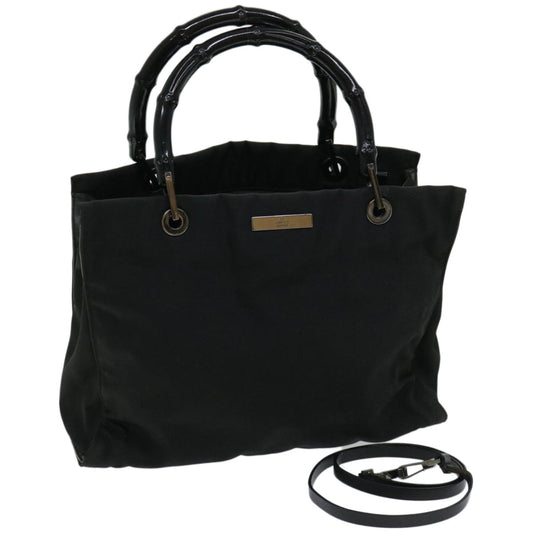 GUCCI Bamboo Hand Bag Nylon 2way Black 002 1016  ep3433
