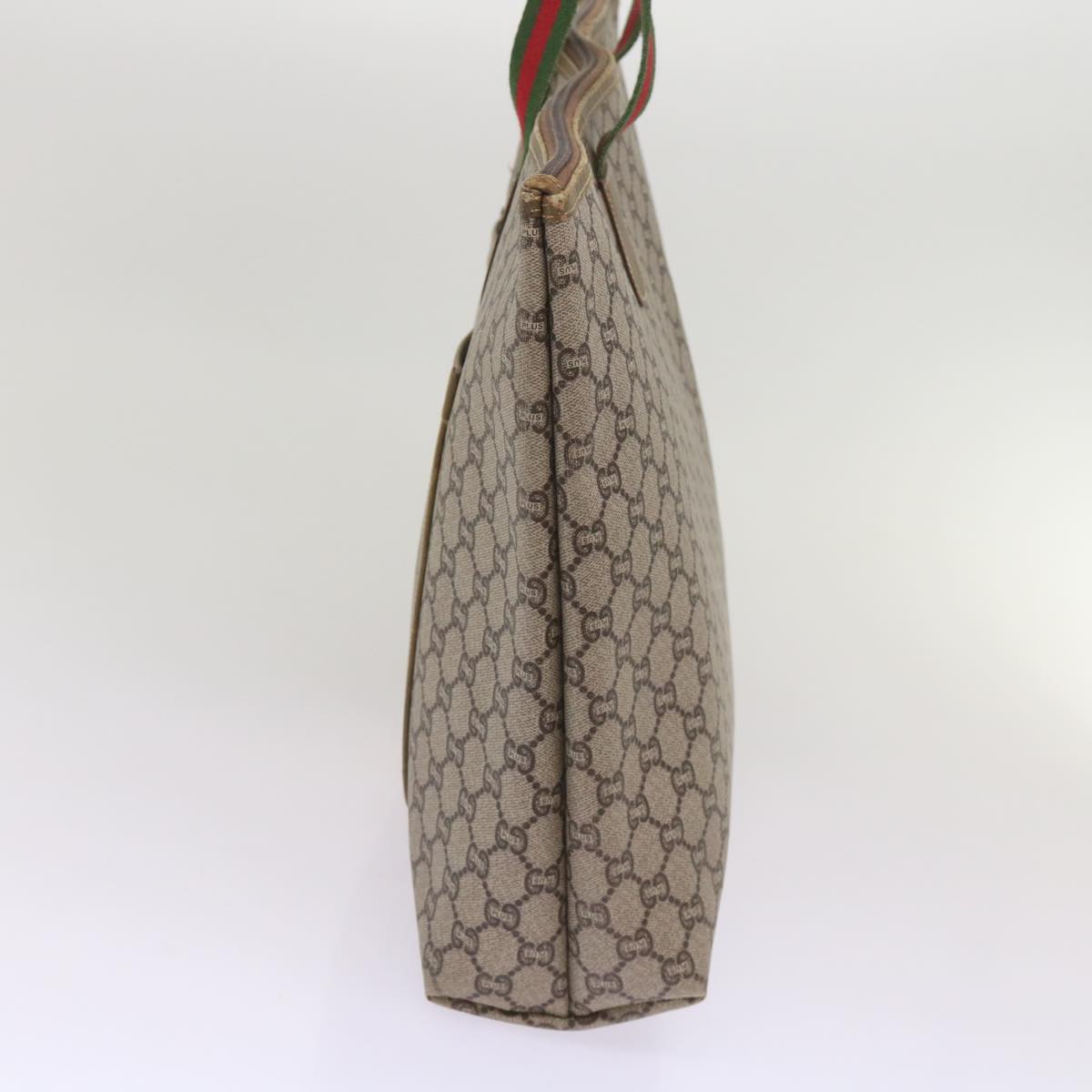 GUCCI GG Plus Supreme Web Sherry Line Boston Bag PVC Leather Beige  ep3435