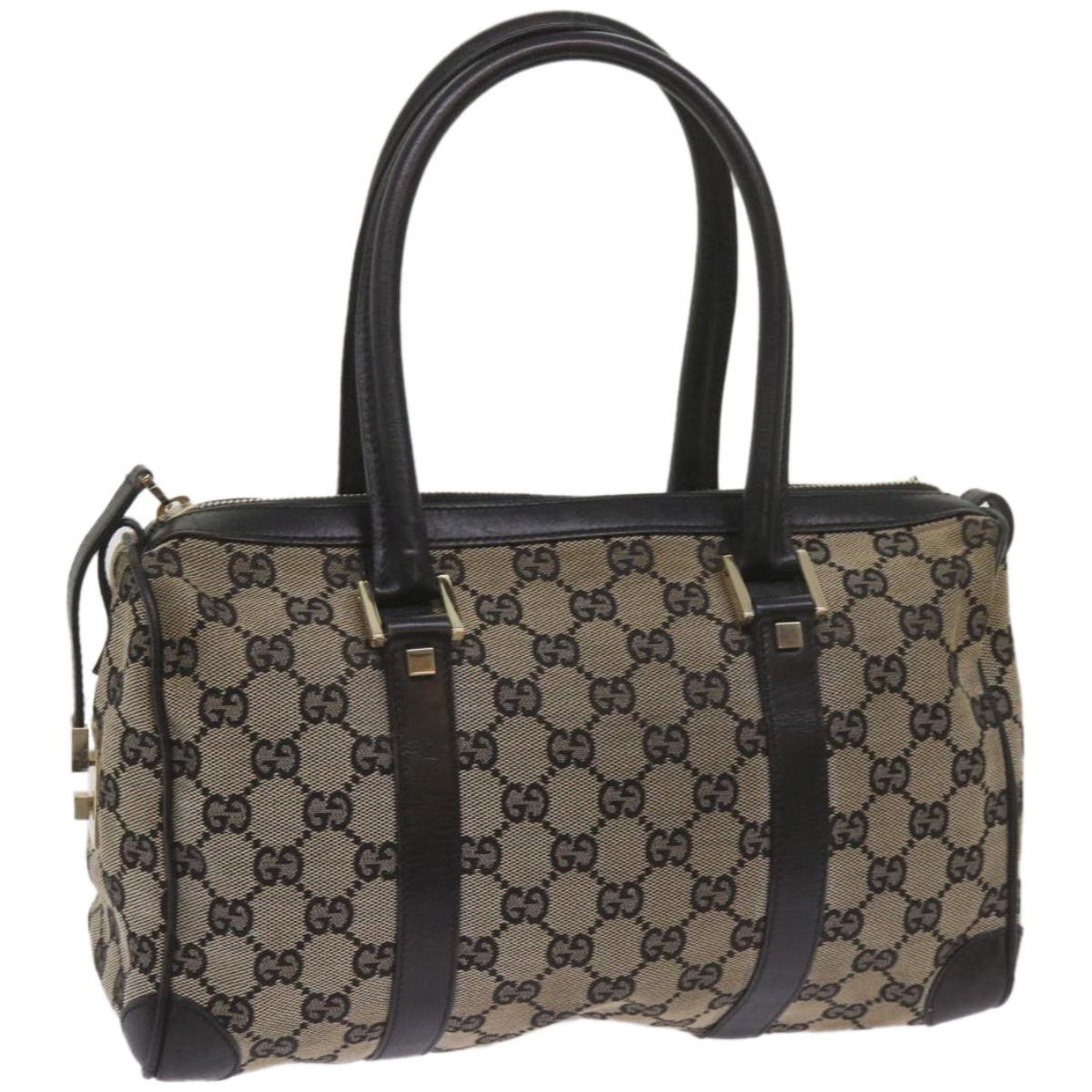 GUCCI GG Canvas Hand Bag Black Beige  ep3459