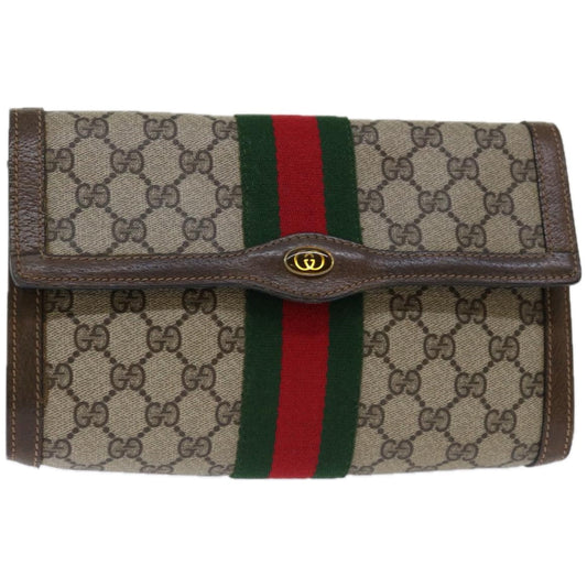 GUCCI GG Supreme Web Sherry Line Clutch Bag Beige Red 41 014 3087 25  ep3495