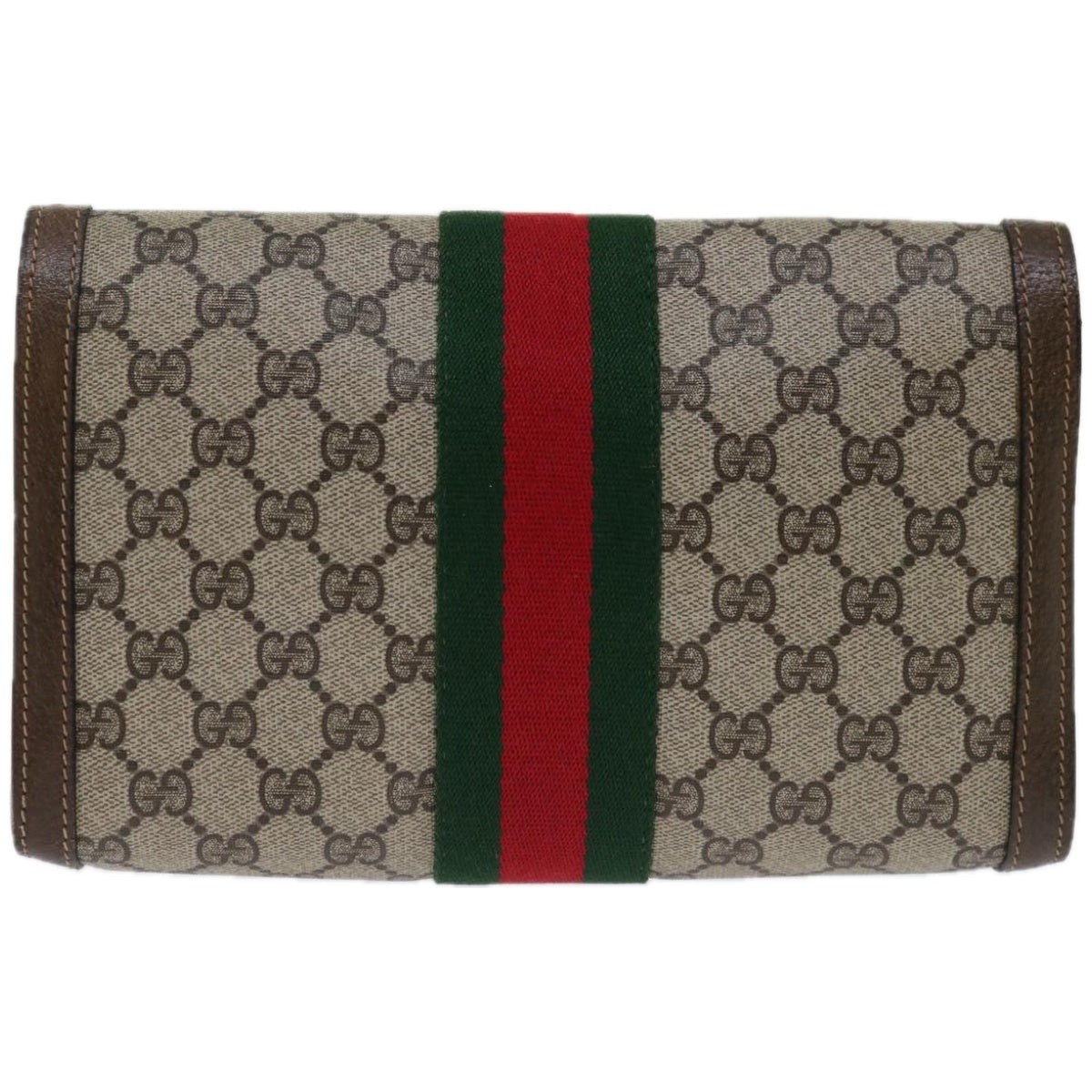 GUCCI GG Supreme Web Sherry Line Clutch Bag Beige Red 41 014 3087 25  ep3495