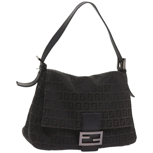 Luxury FendiZucchino Canvas Mamma Baguette Shoulder Bag Blackep3527