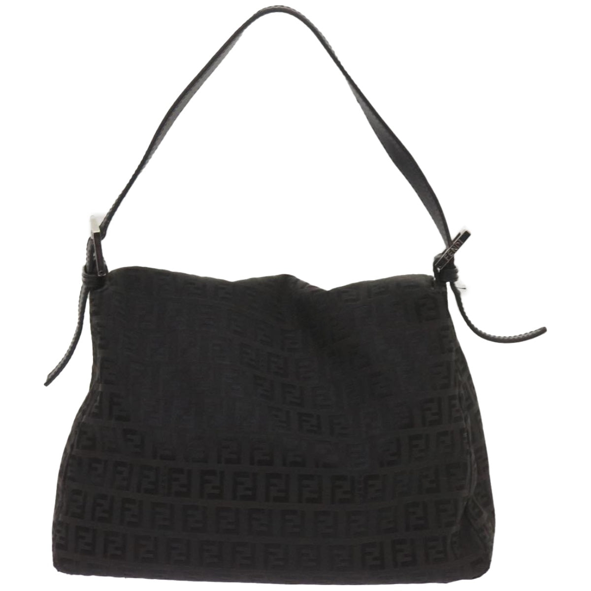 Luxury FendiZucchino Canvas Mamma Baguette Shoulder Bag Blackep3527