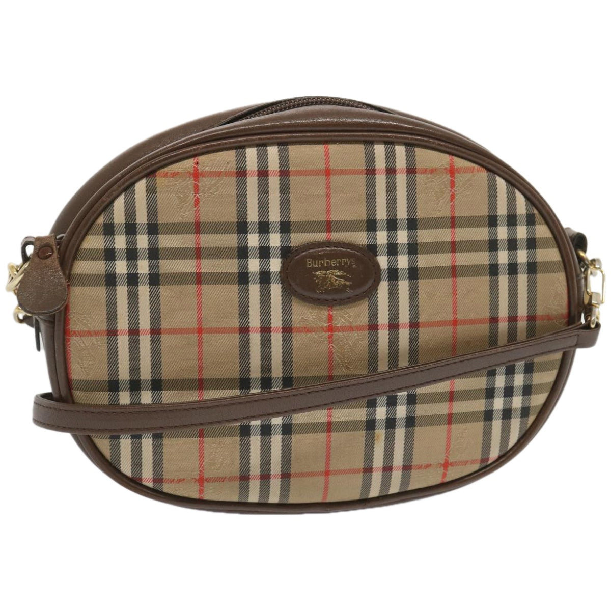 Luxury BurberrySs Nova Check Shoulder Bag Canvas Beige Auth ep3529
