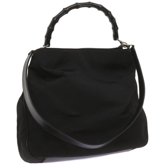 GUCCI Bamboo Shoulder Bag Canvas 2way Black 001 1577 1781  ep3539