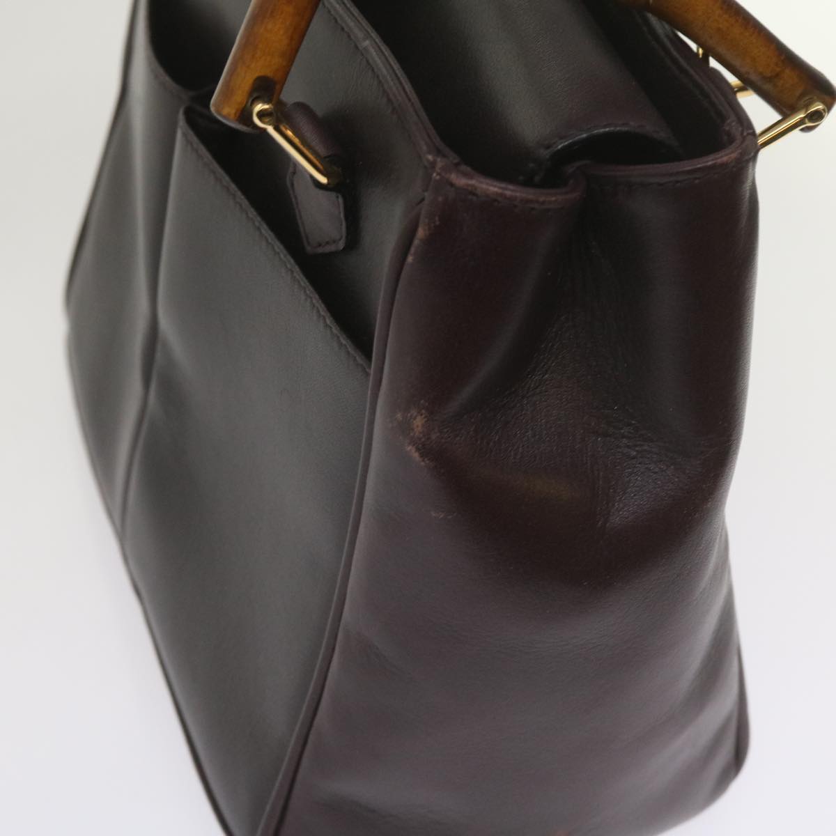 GUCCI Bamboo Hand Bag Leather 2way Black 000 2122  ep3545