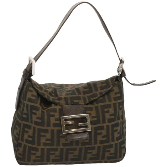 Luxury FendiZucchino Canvas Mamma Baguette Shoulder Bag Black Brownep3562
