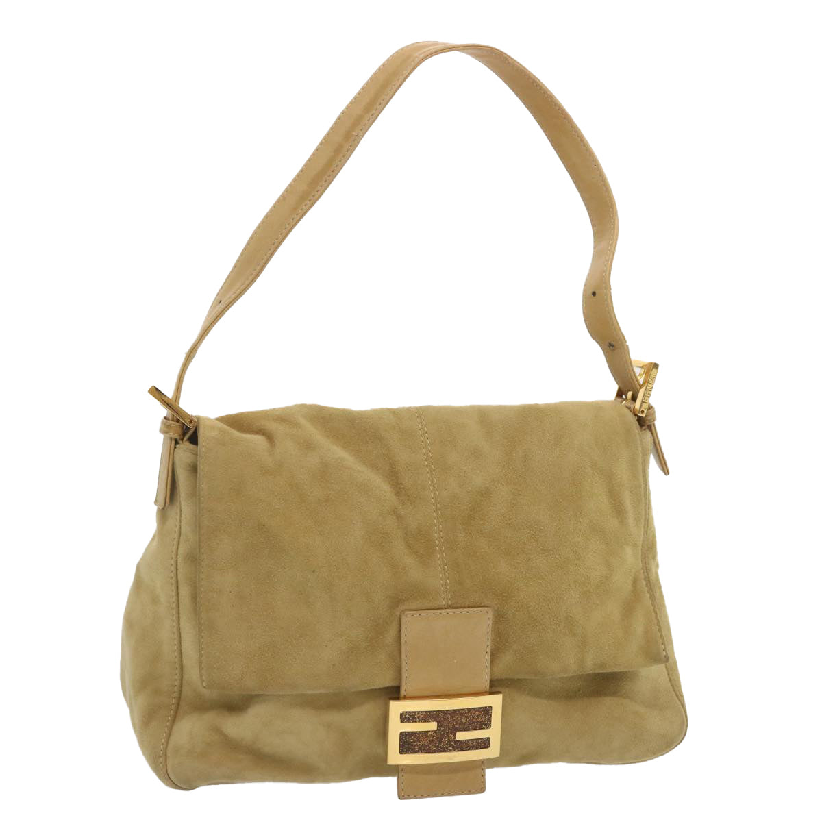 Luxury FendiMamma Baguette Shoulder Bag Suede Beigeep3672