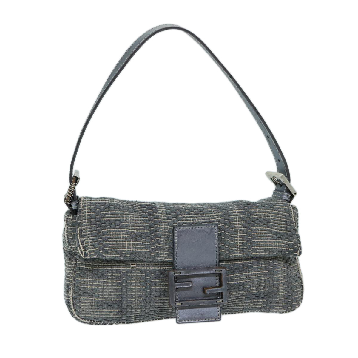 Luxury FendiZucca Canvas Mamma Baguette Shoulder Bag Grayep3723