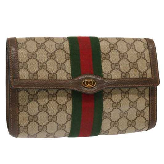 Luxury Gucci Trending 2025 GG Supreme Web Sherry Line Clutch Bag PVC Beige Red 89 01 006  ep3955