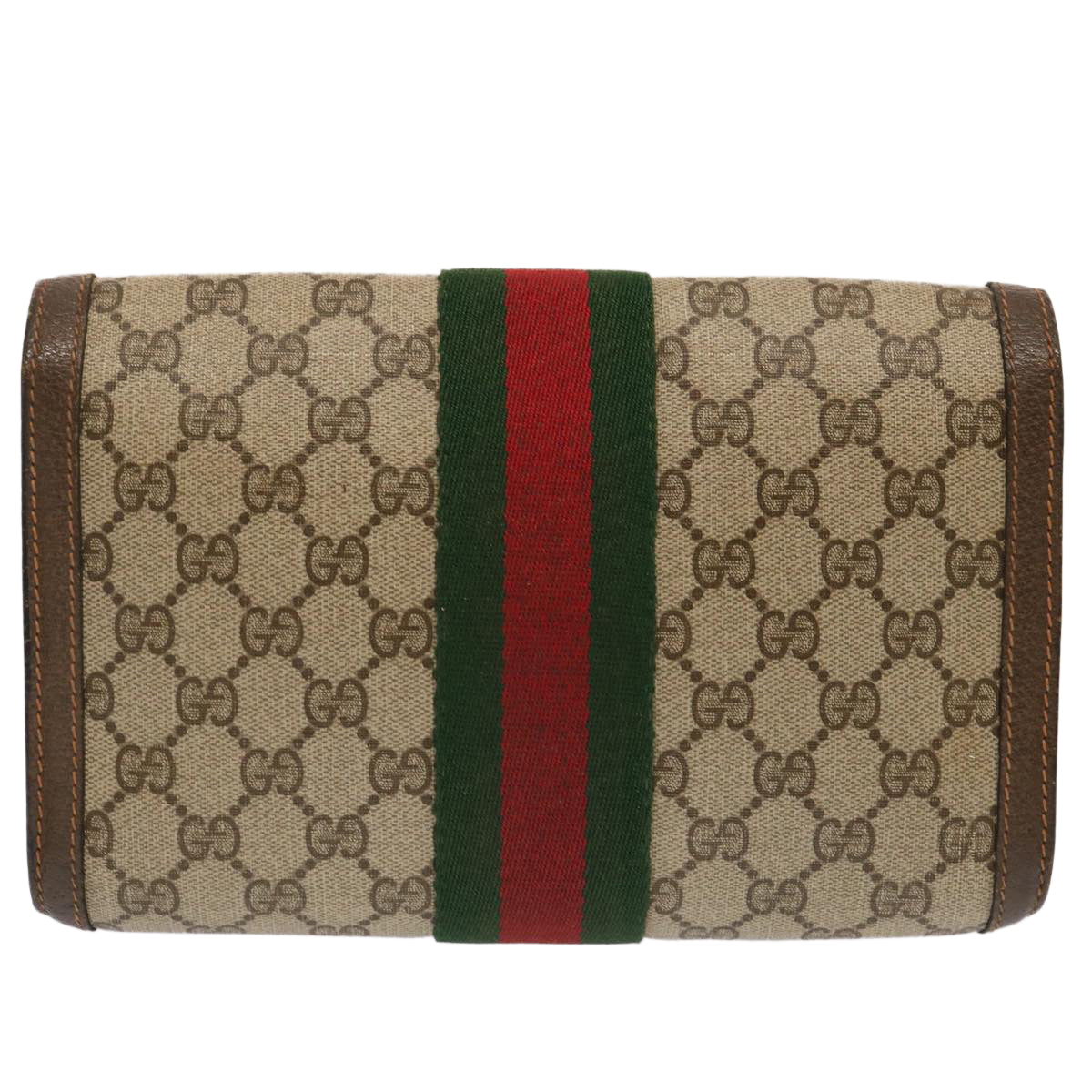 Luxury Gucci Trending 2025 GG Supreme Web Sherry Line Clutch Bag PVC Beige Red 89 01 006  ep3955