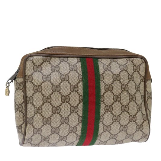 Luxury Gucci Trending 2025 GG Supreme Web Sherry Line Clutch Bag PVC Beige Red Green  ep4046
