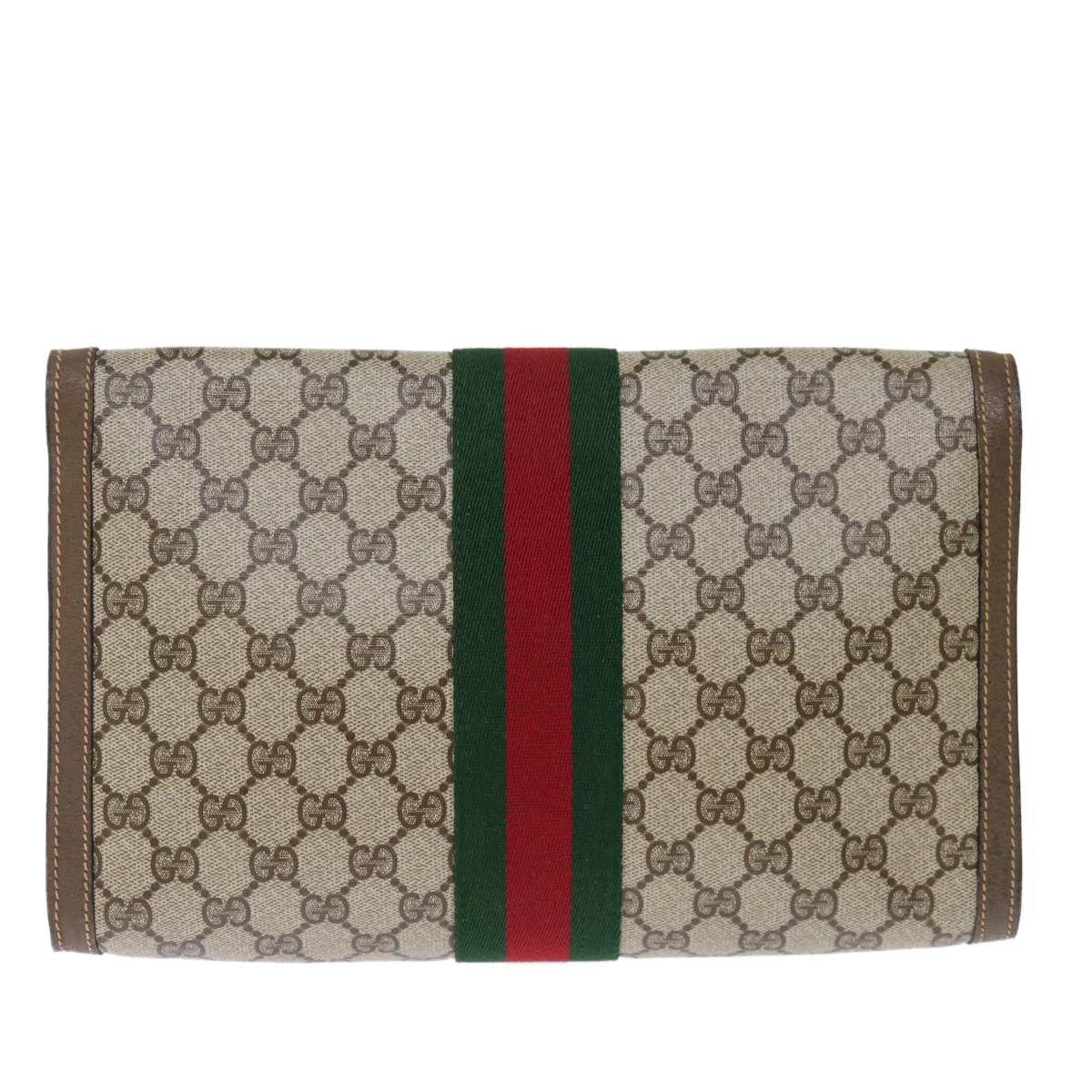 Luxury Gucci Trending 2025 GG Supreme Web Sherry Line Clutch Bag PVC Beige Red 89 01 007  ep4065