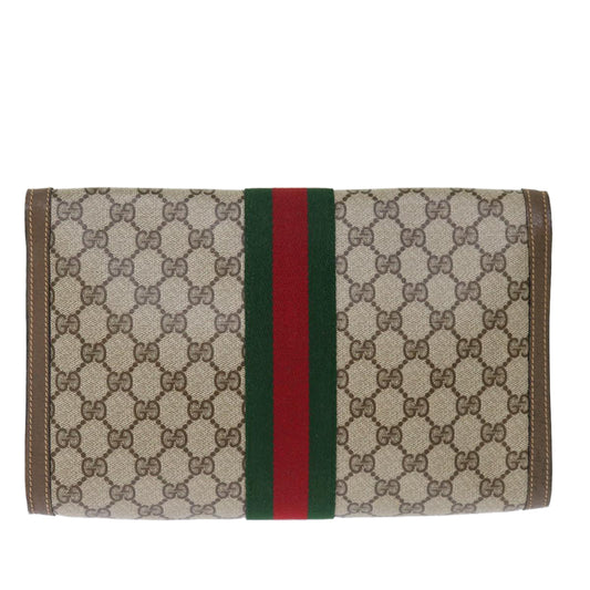 Luxury Gucci Trending 2025 GG Supreme Web Sherry Line Clutch Bag PVC Beige Red 89 01 007  ep4065