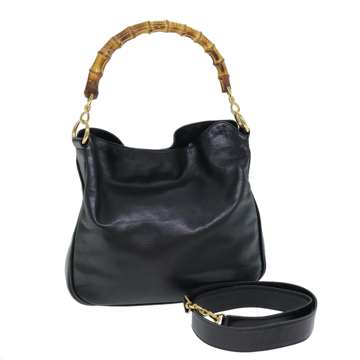 Luxury Gucci Trending 2025 Bamboo Hand Bag Leather 2way Black 001 1638 2615  ep4131