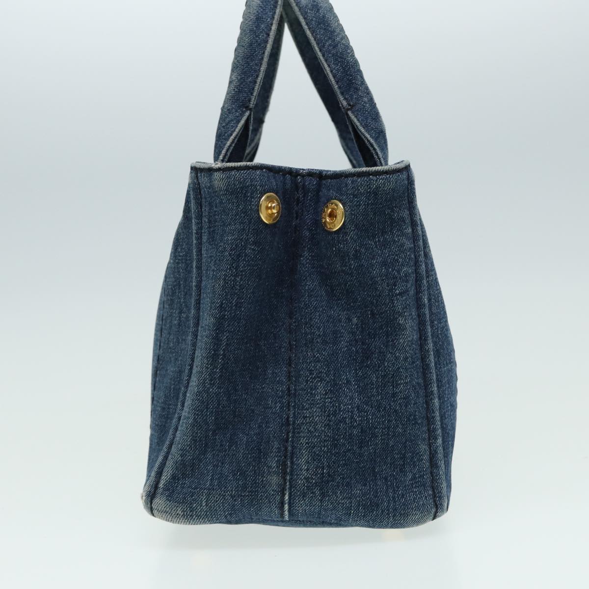 Luxury Prada Canapa PM Hand Bag Denim 2way Blue  ep4895