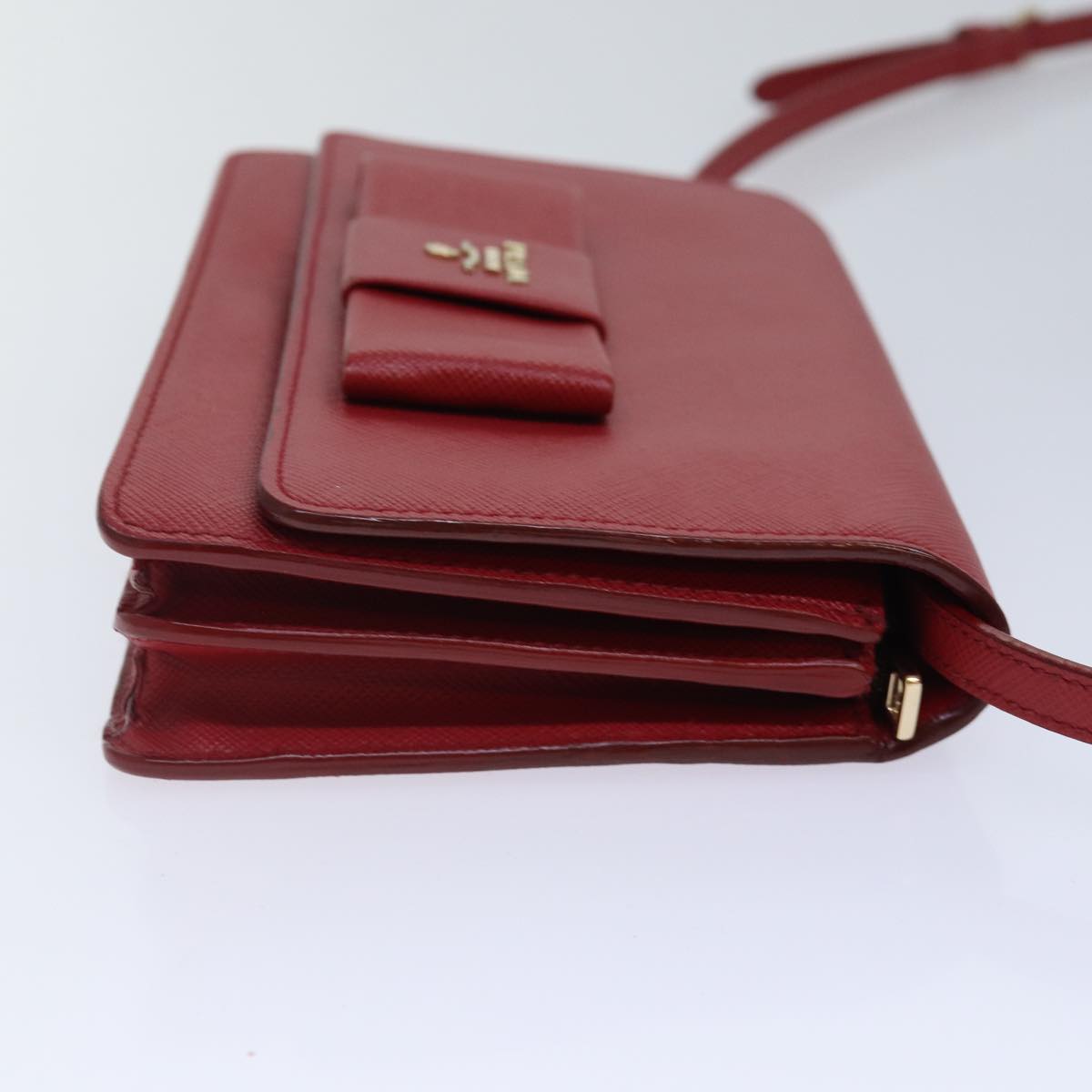 Luxury Prada Shoulder Long Wallet Safiano leather Red Gold  ep5211