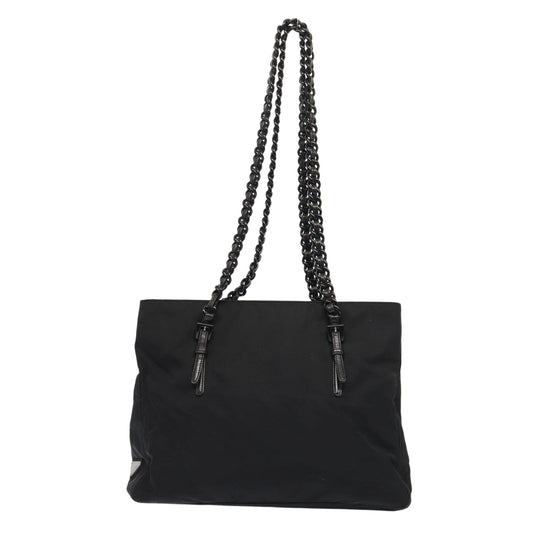 Luxury Prada Chain Tote Bag Nylon Black Silver  ep5414