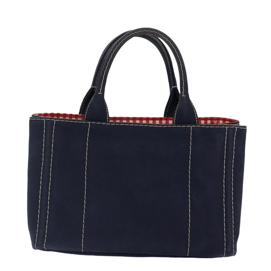 Luxury Prada Canapa PM Hand Bag Canvas Navy Gold  ep5438