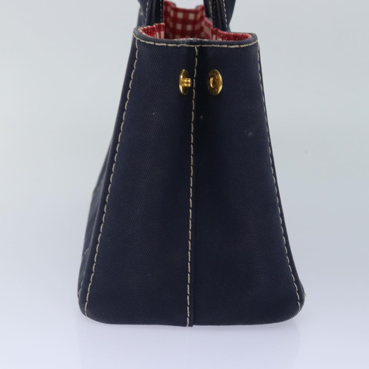 Luxury Prada Canapa PM Hand Bag Canvas Navy Gold  ep5438
