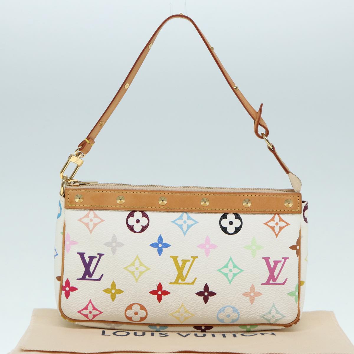 LOUIS VUITTON Monogram Multicolor Pochette Pouch White M92649 LV ep5710