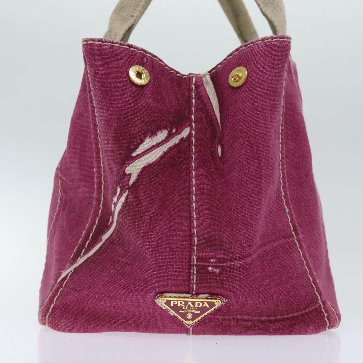 Luxury Prada Canapa MM Hand Bag Canvas Pink Gold  ep6020