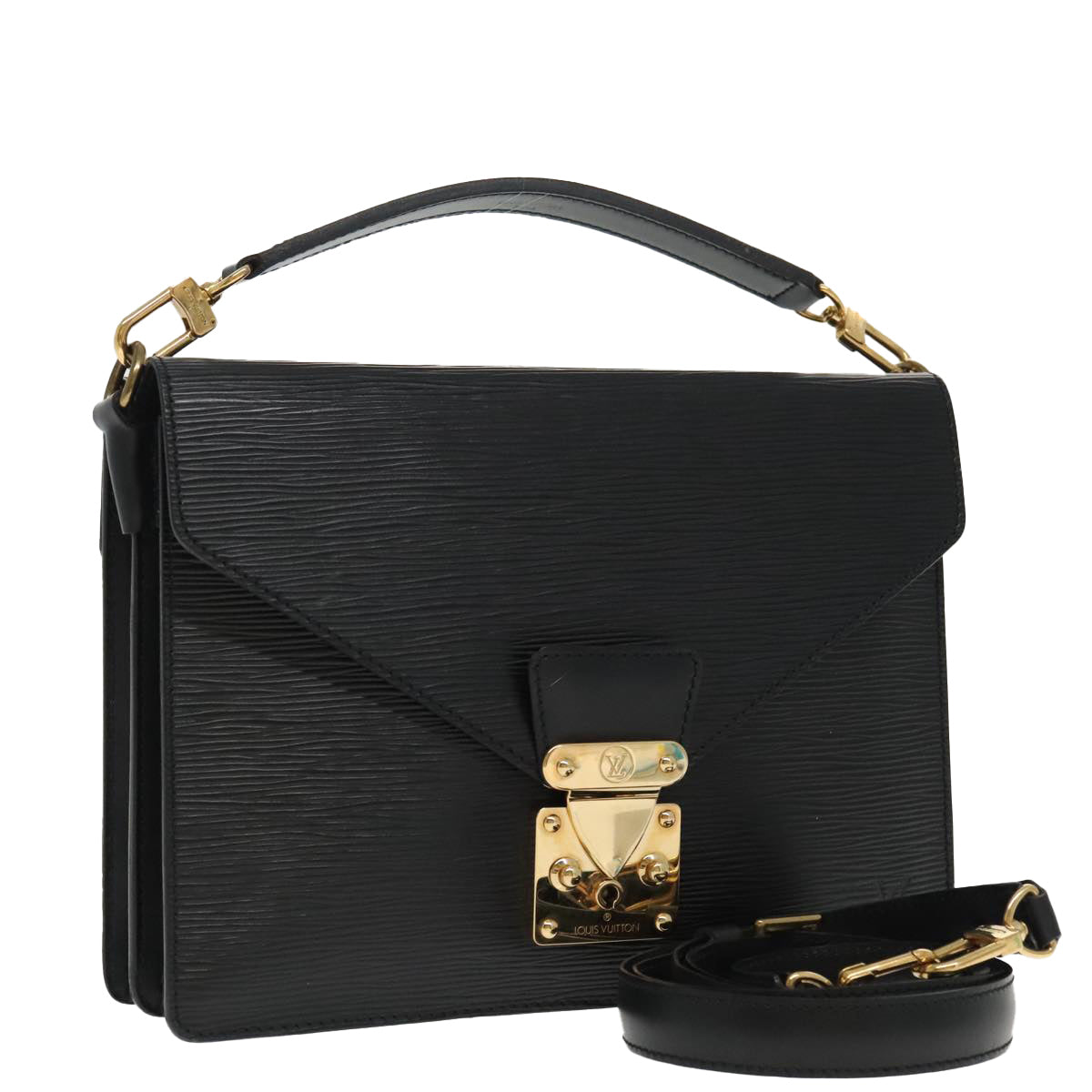 LOUIS VUITTON Epi Biface Clutch Bag Black M52322 LV ep6245