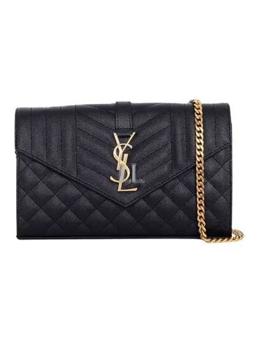 Luxury Saint Laurent Cassandre Monogram Chain Cross Bag Black