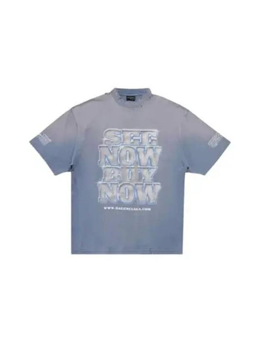 Luxury Balenciaga See Now Buy Now Short Sleeve T-Shirt Blue