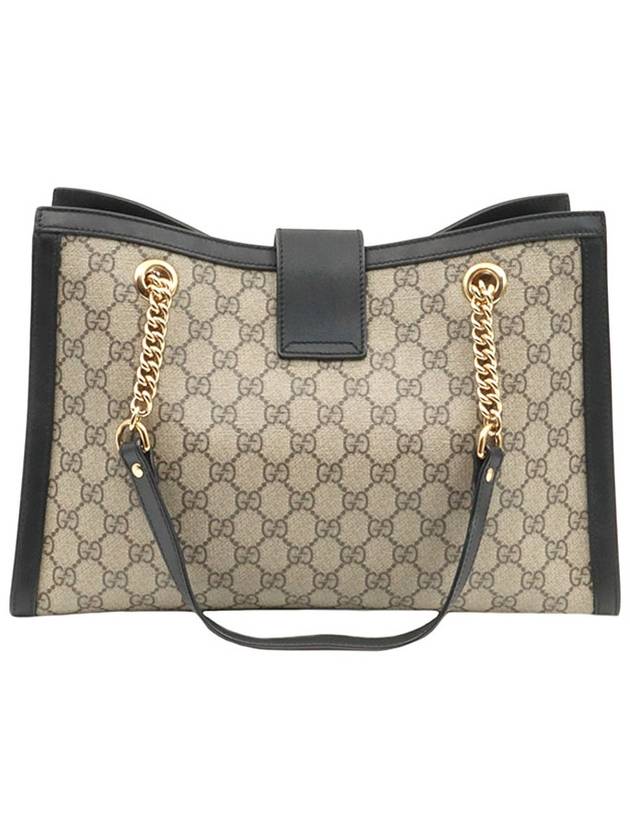 Luxury Gucci Trending 2025 GG Supreme Canvas Black Leather Paddle Lock Medium Shoulder Bag 479197