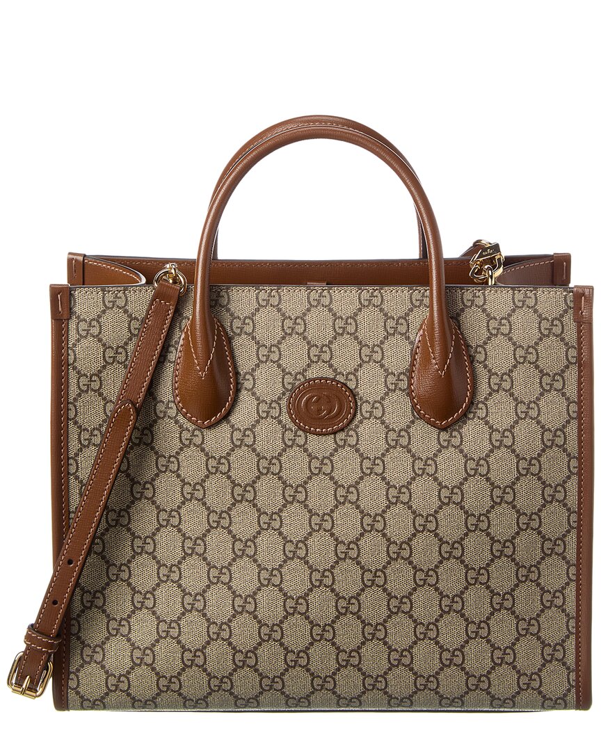 Luxury Gucci Trending 2025 Small GG Supreme Canvas & Leather Tote