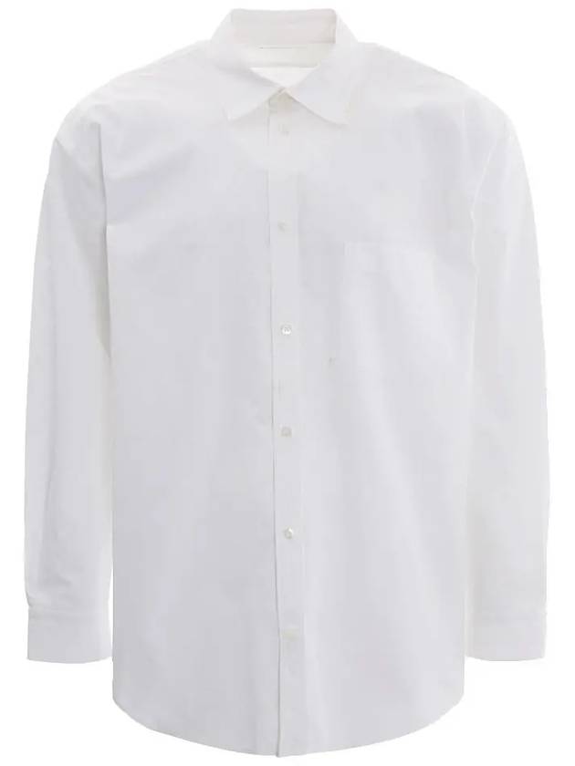 Luxury Balenciaga Logo Pocket Long Sleeve Shirt White