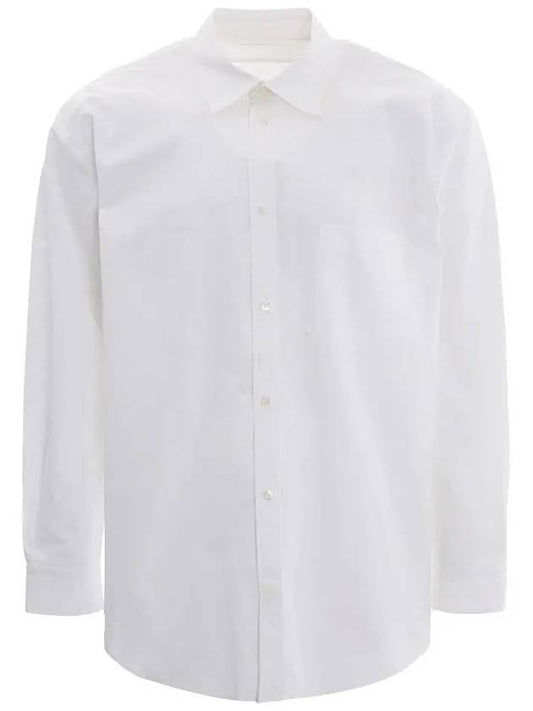 Luxury Balenciaga Logo Pocket Long Sleeve Shirt White