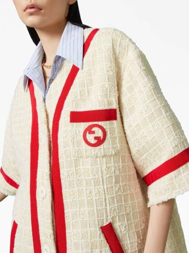 Luxury Gucci Trending 2025 Embroidered Cotton Jacket Ivory Red