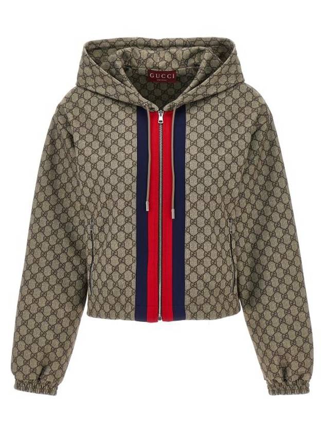 Luxury Gucci Trending 2025 GG Technical Jersey Zip-Up Hoodie Beige