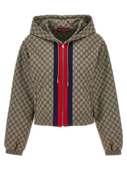 Luxury Gucci Trending 2025 GG Technical Jersey Zip-Up Hoodie Beige