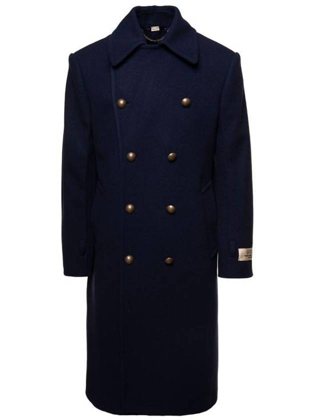 Luxury Gucci Trending 2025 Felt Wool Double Coat Dark Navy