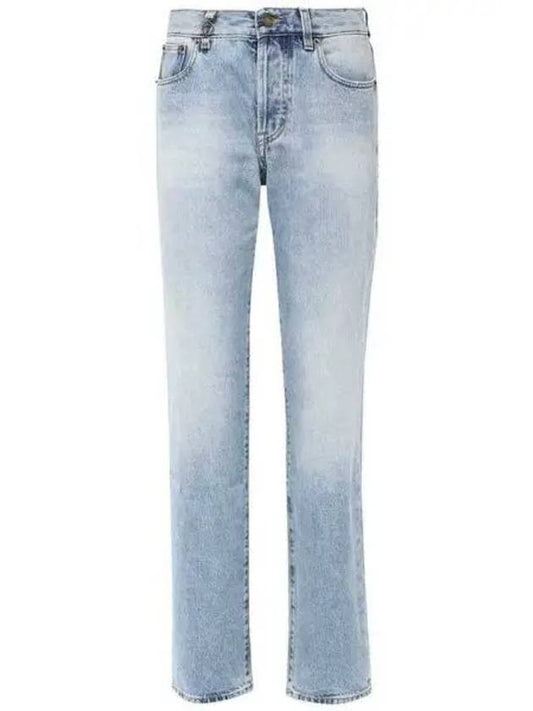 Luxury Saint Laurent Women's Cassandre Jeans Hawaiian Blue