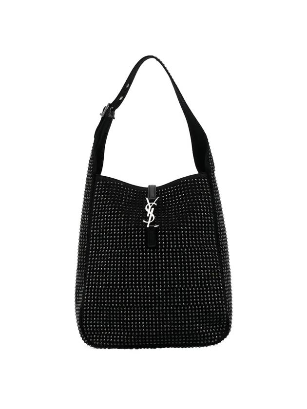 Luxury Saint Laurent Logo Embellished Medium Shoulder Bag Black