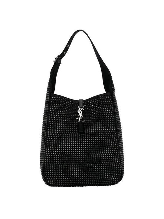 Luxury Saint Laurent Logo Embellished Medium Shoulder Bag Black