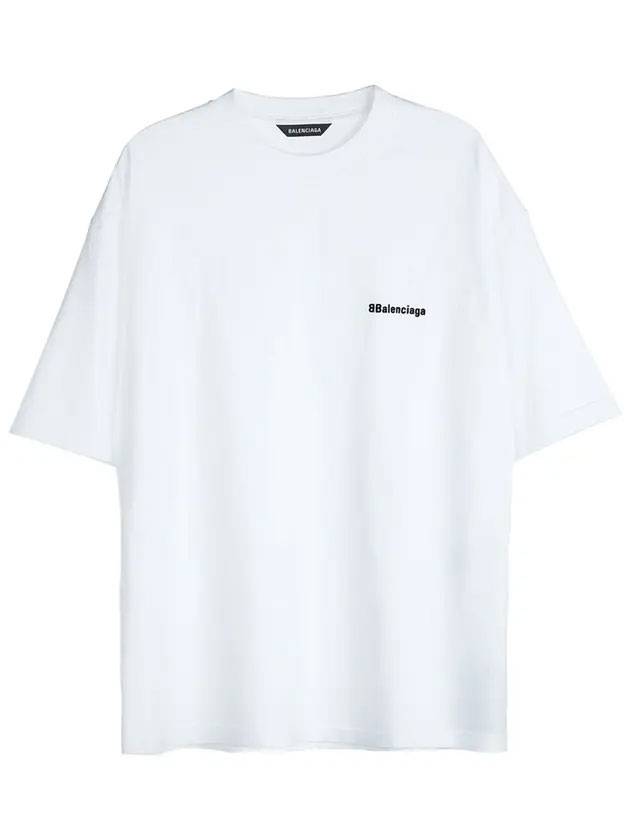 Luxury Balenciaga Embroided Logo Short Sleeve T-Shirt White