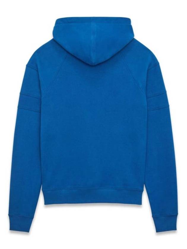 Luxury Saint Laurent Embroidered Logo Hoodie Blue
