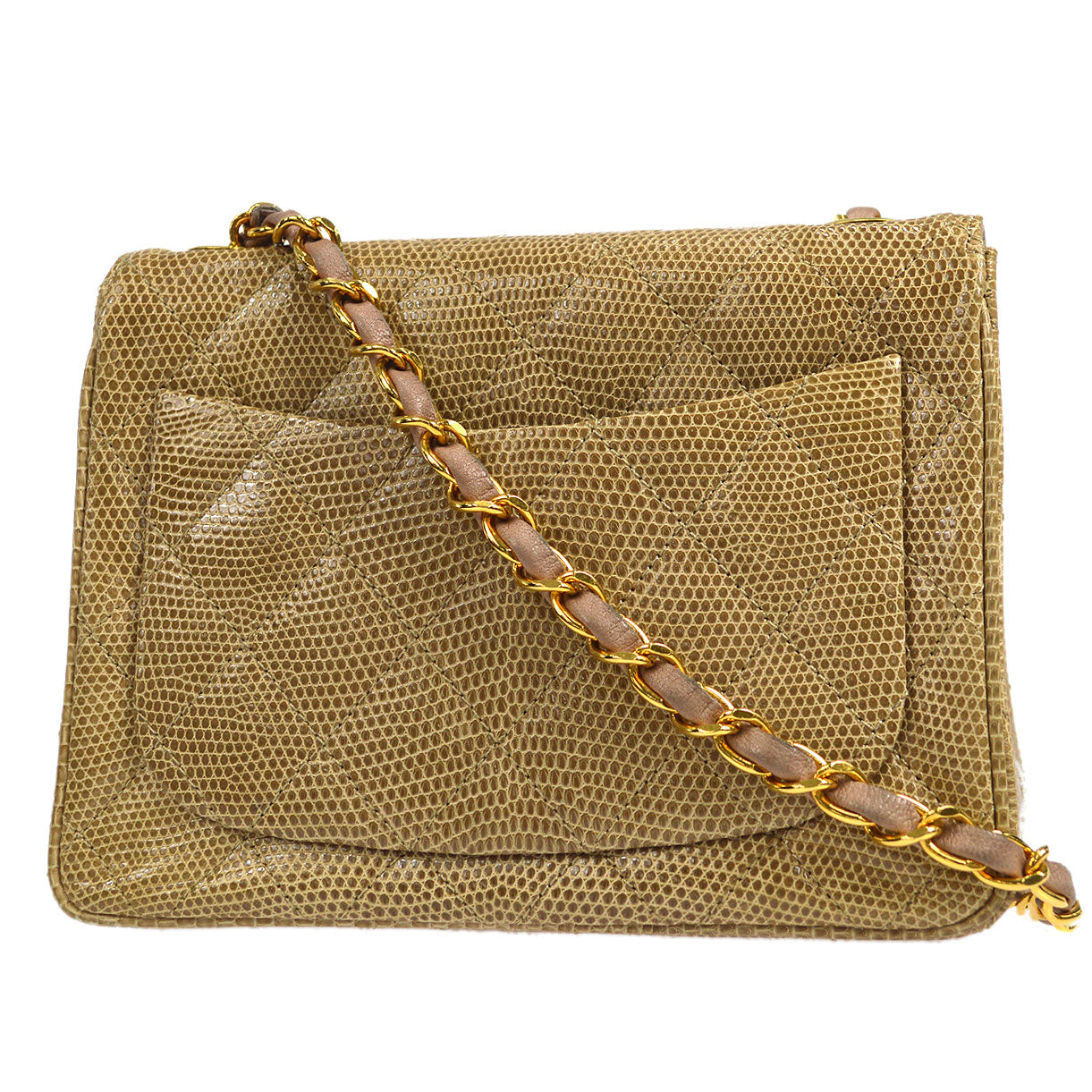 Luxury Chanel * 1991-1994 Classic Square Flap Mini Beige Lizard
